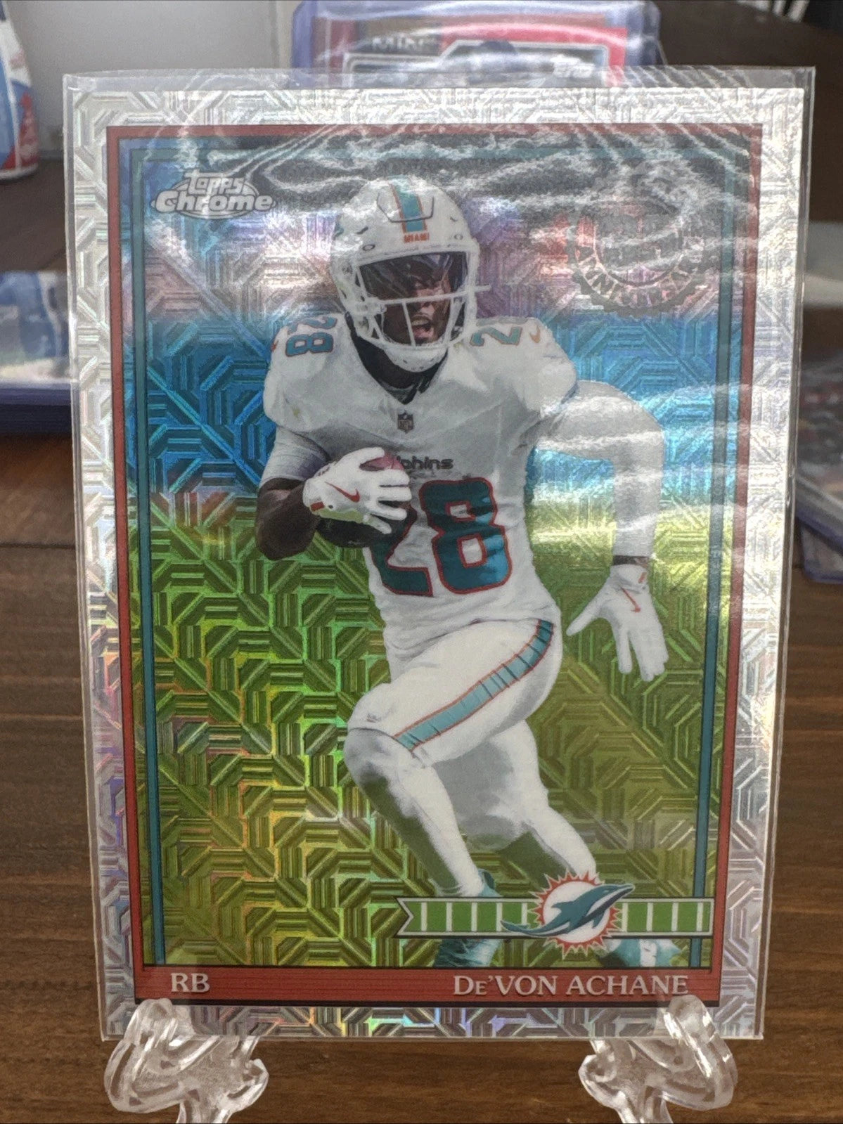 Devon Achane 2026 Topps Flagship Chrome 35th Anniversary #91TRC-35 Dolphins Mojo