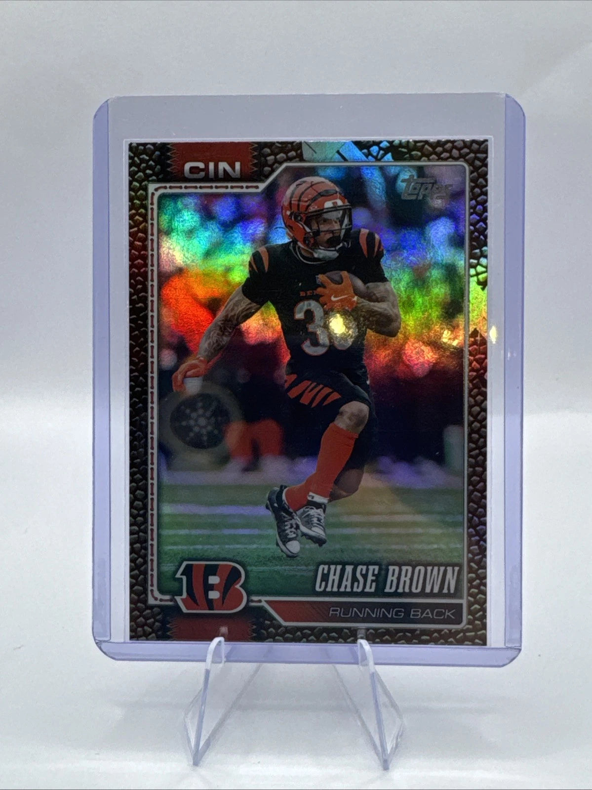 Topps Chrome 2025 Chase Brown Cincinnati Bengals Leather Refractor #62 NFL