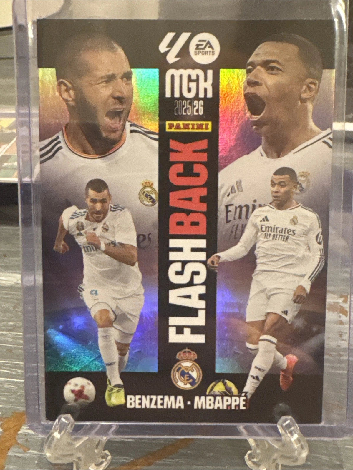 2025-26 Panini Megacracks MGK La Liga Flashback Kylian Mbappe Karim Benzema 01eh