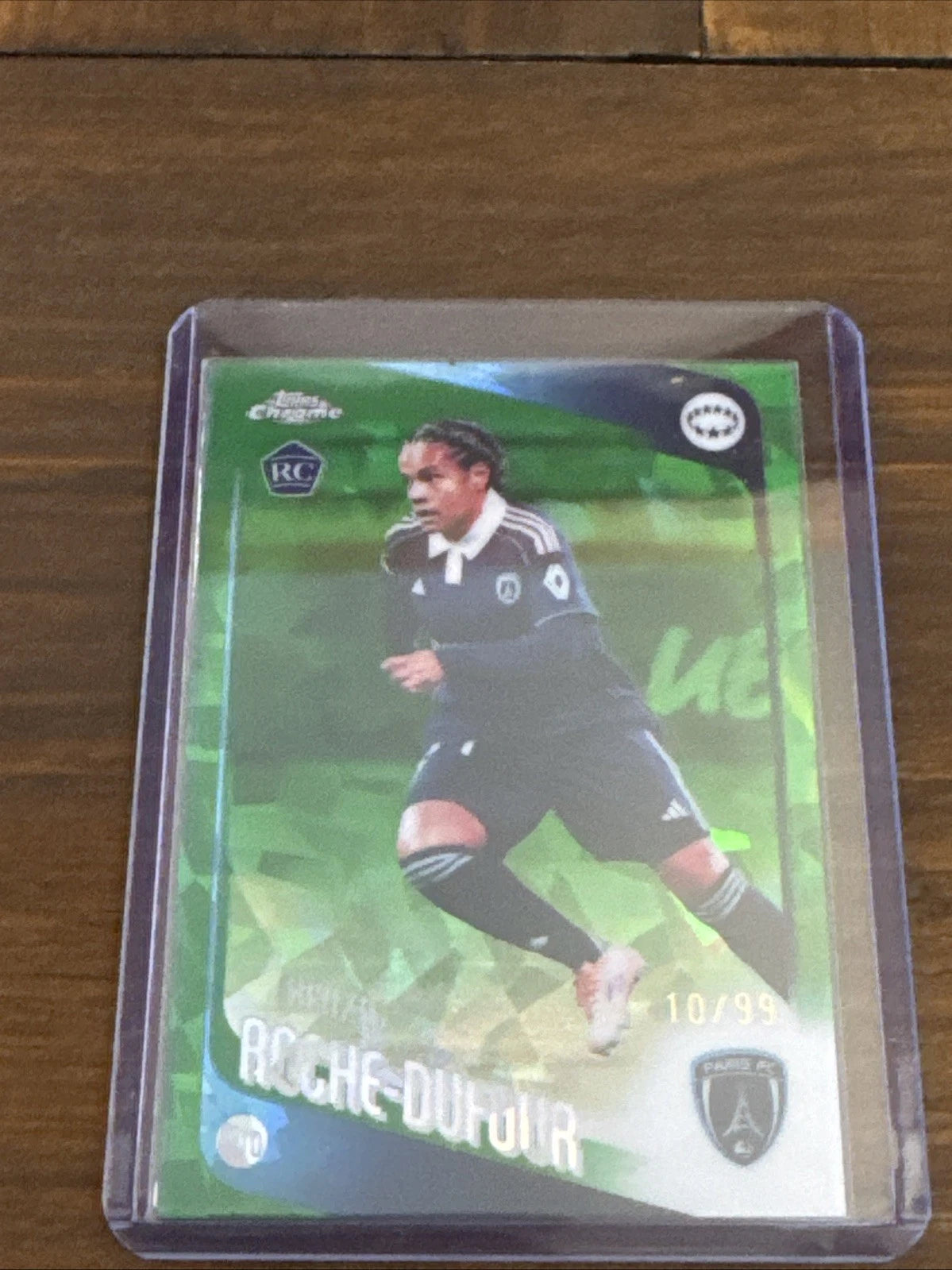 2025-26 Topps Chrome Women's UWCL True Green #97 Kenza Roche-Dufour Rookie 01/99