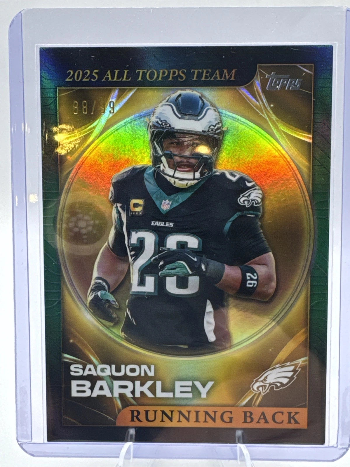 Topps Saquon Barkley /99 Green 2025 Chrome All-Topps Team Philadelphia Eagles